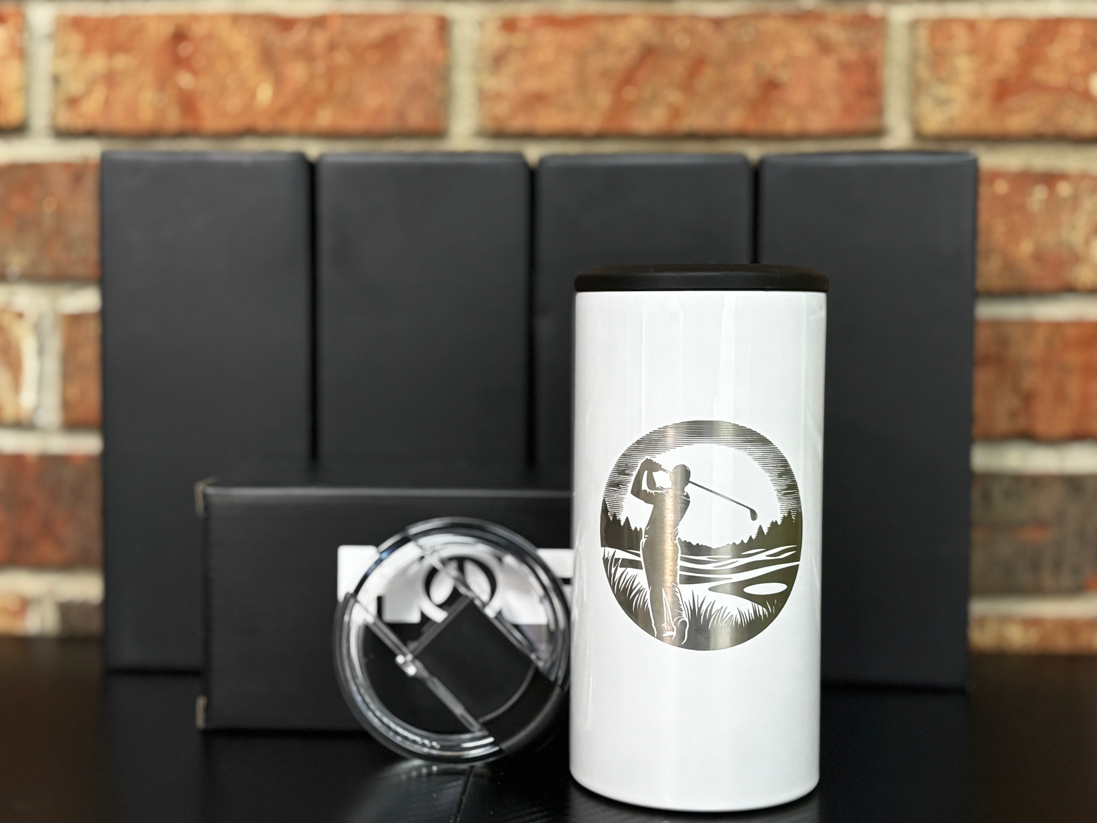 4 in 1 Hogg Can Cooler White w/ Golf Swing Design