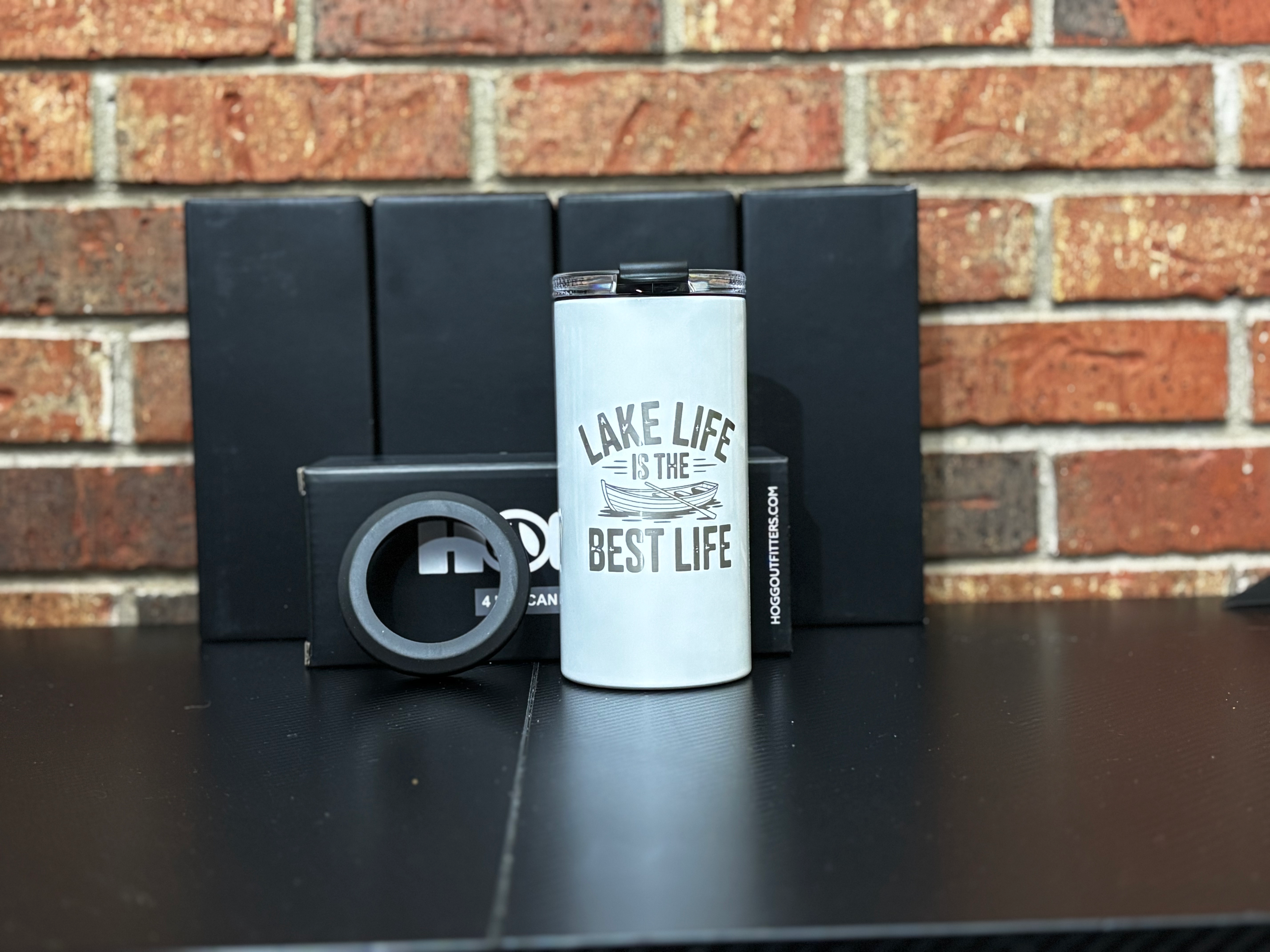 4 in 1 Hogg Can Cooler White w/ Lake Life Design